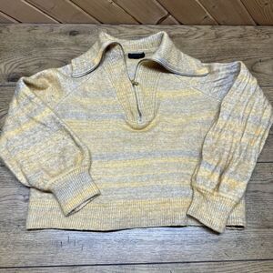 J.Crew Italian Space-Dyed 1/2‎ Zip Wool Cashmere Knit Sweater Women's 2X FLAW
